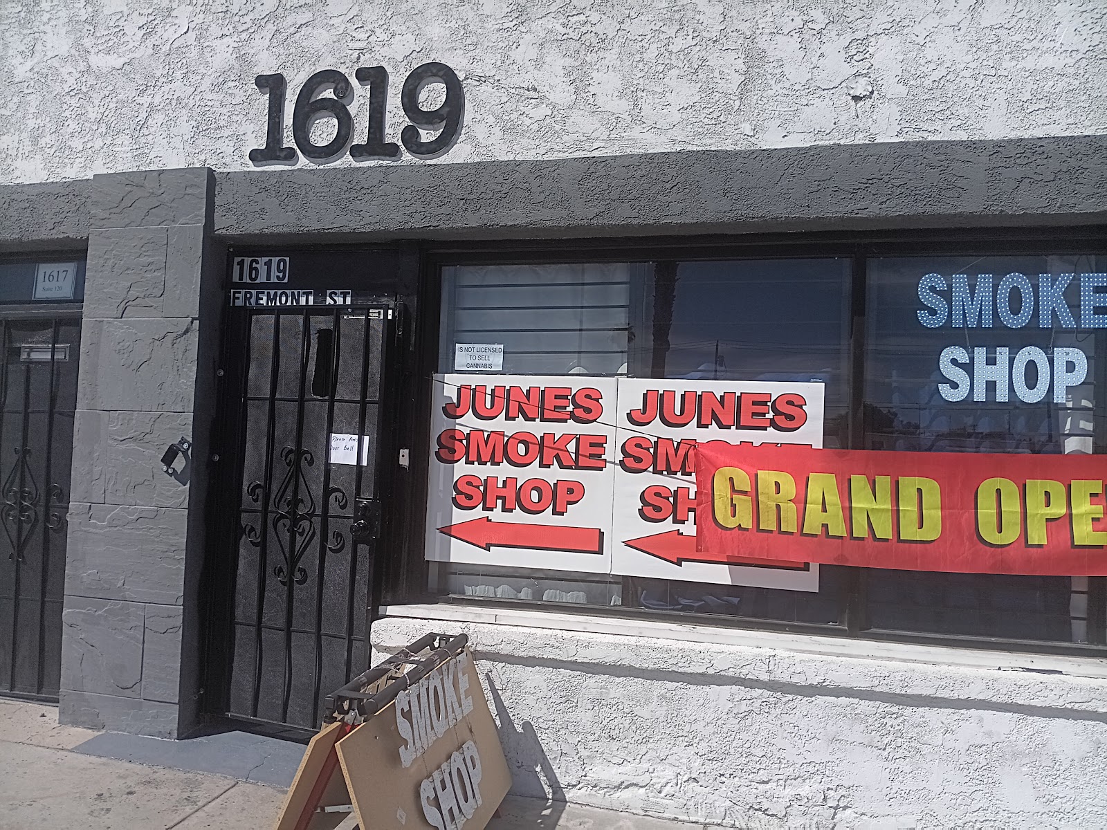 June's Smoke Shop entrance on Fremont Street